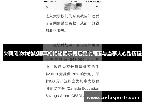 欠薪风波中的赵鹏真相揭秘揭示背后复杂局面与当事人心路历程